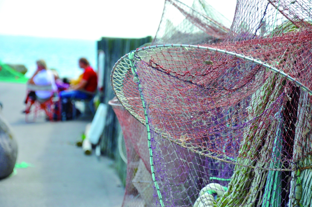 Visnetten hangen te drogen